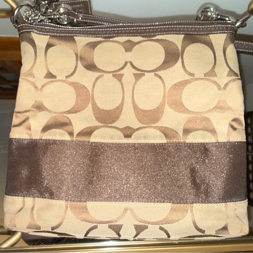 Coach Brown Signature Stripe 2000s Shoulder Bag